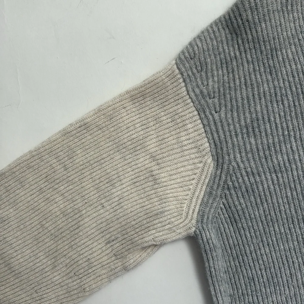 Vince V-Neck Wool/Silk Blend Ribbed Sweater - Picture 2 of 7